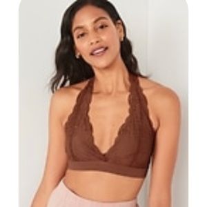 Brown lace halter bralette